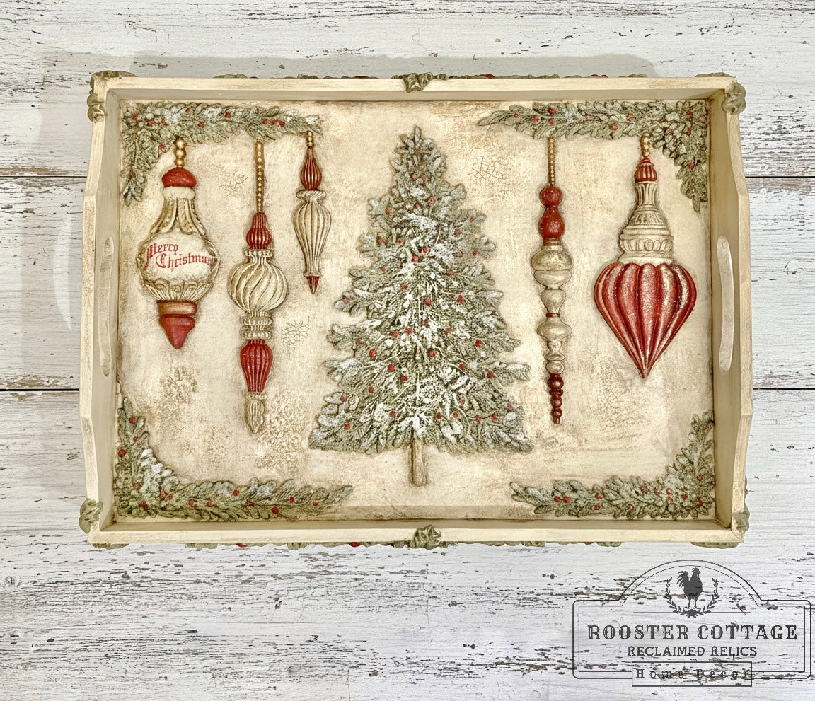 Large Victorian Ornament Christmas Decorative Tray