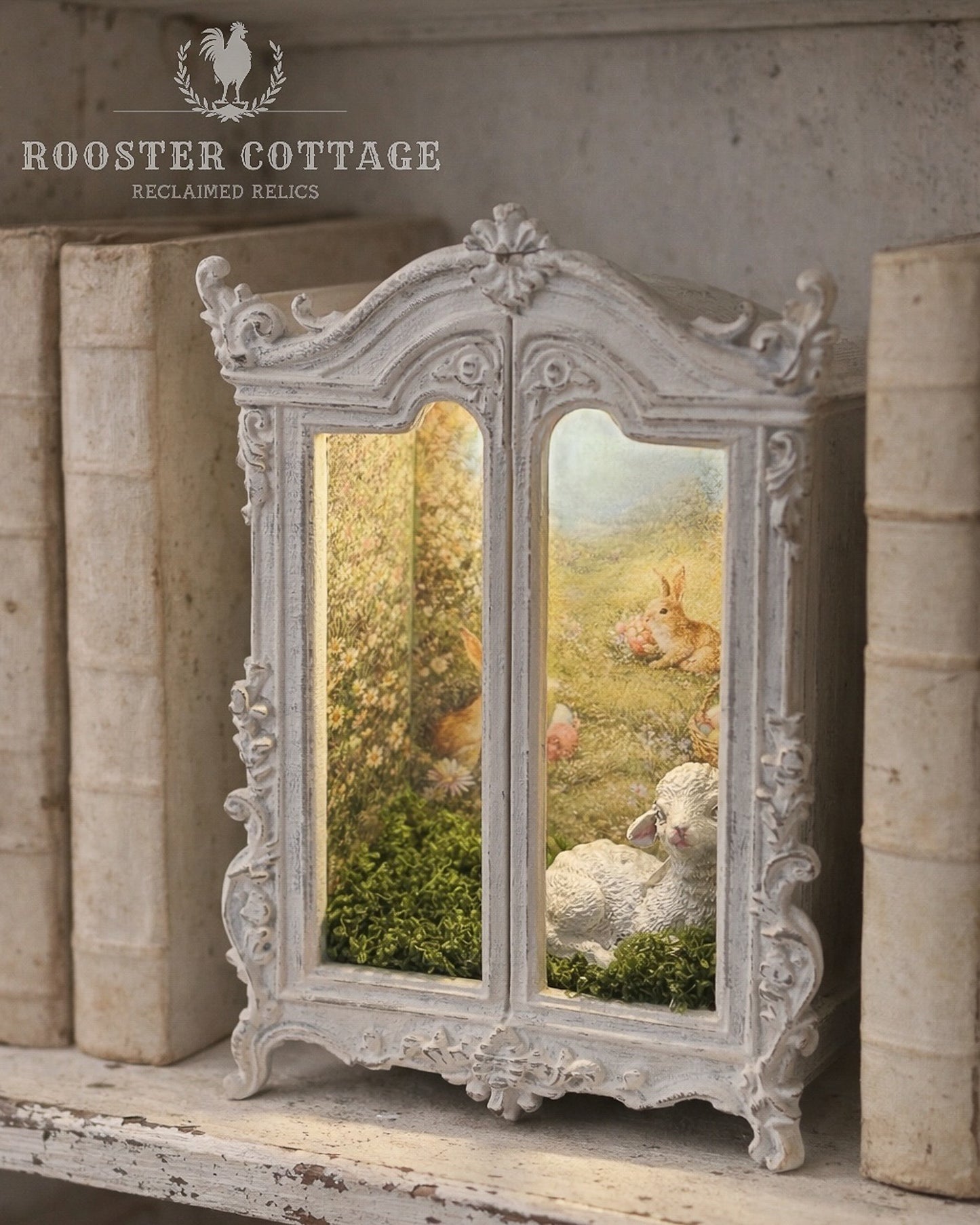 Spring Meadow Bunny & Lamb Armoire - Illuminated