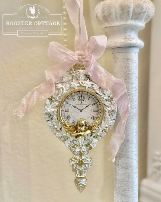 Timeless Cherub Clock Christmas Ornament