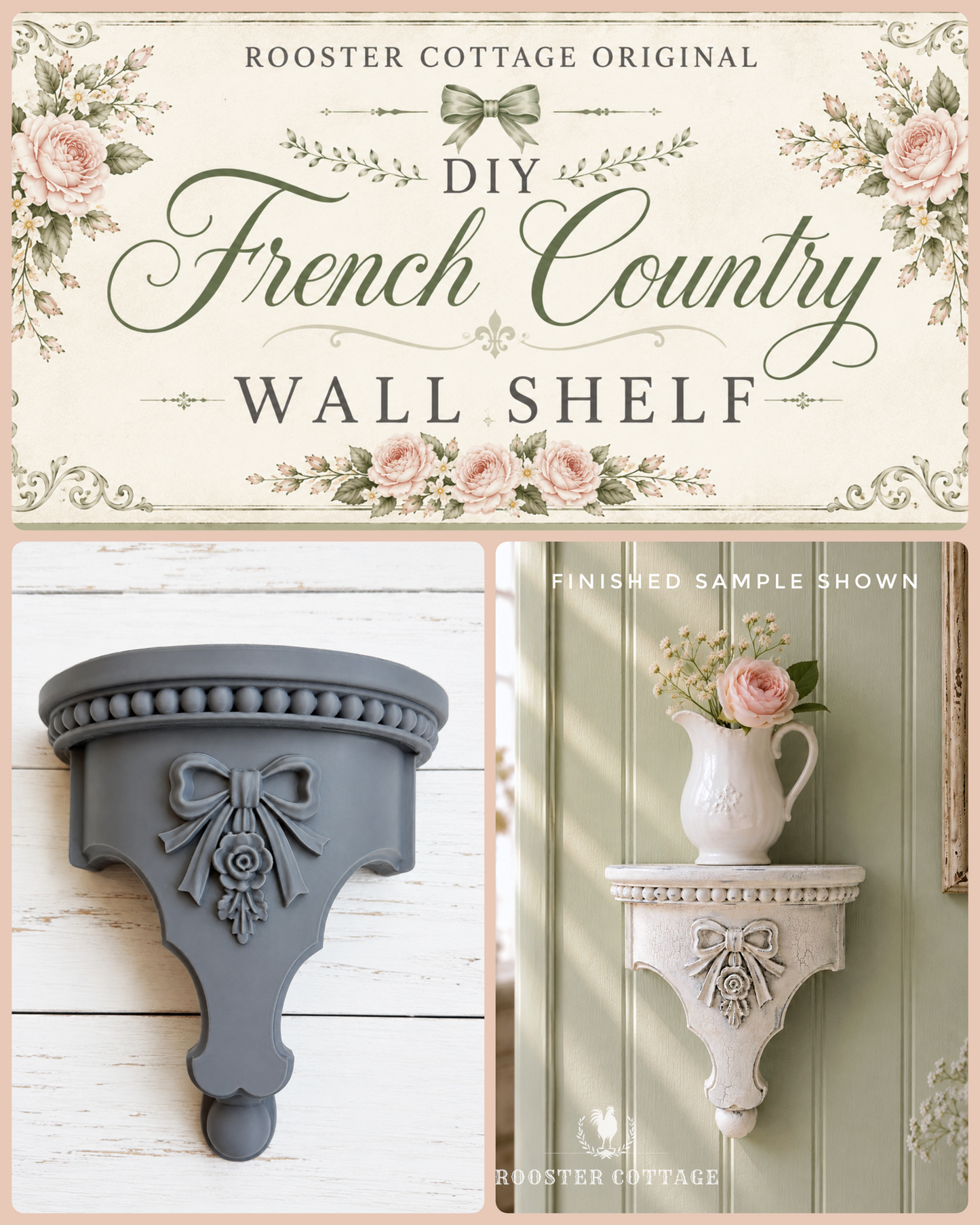DIY French Country Wall Shelf (Unfinished)