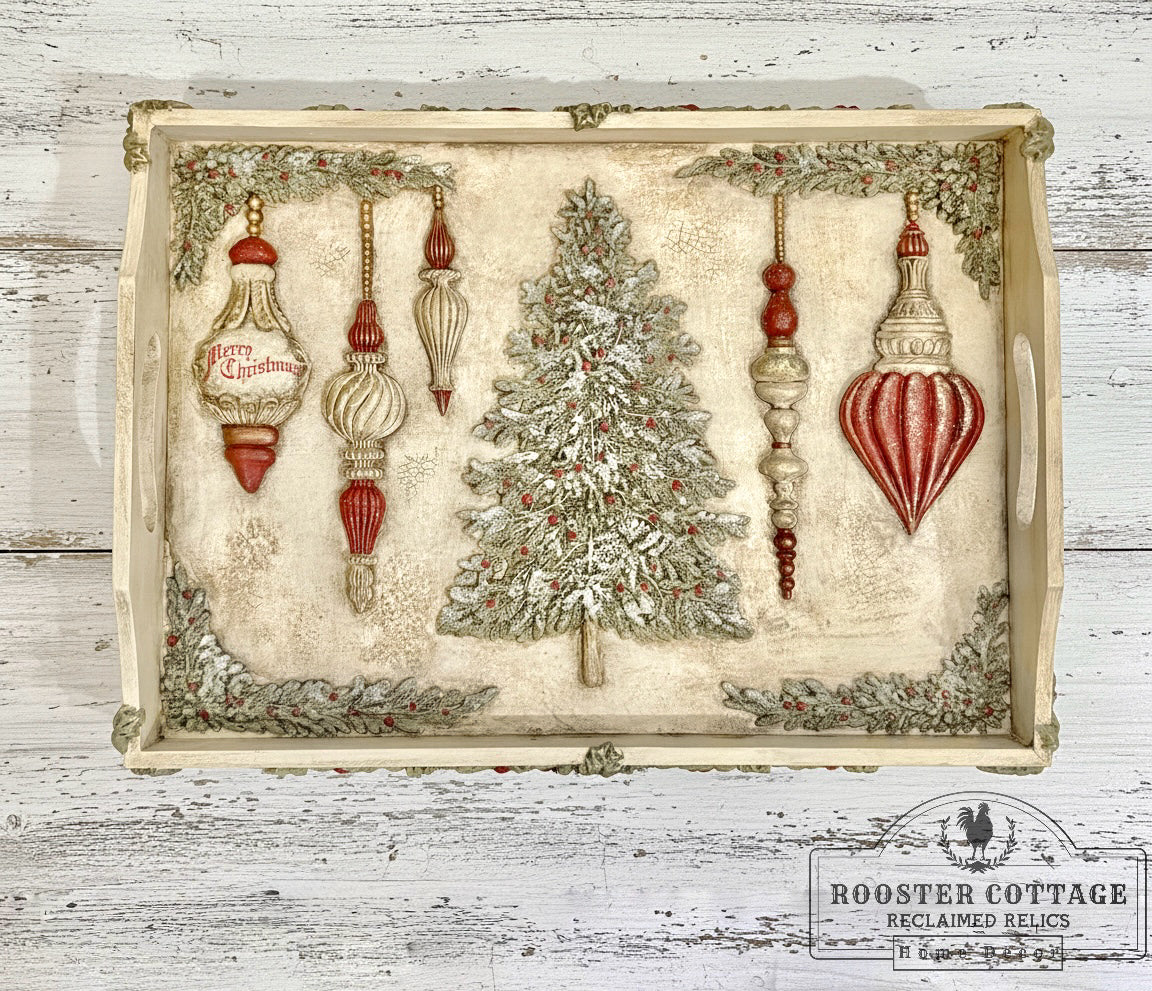 Large Victorian Ornament Christmas Decorative Tray