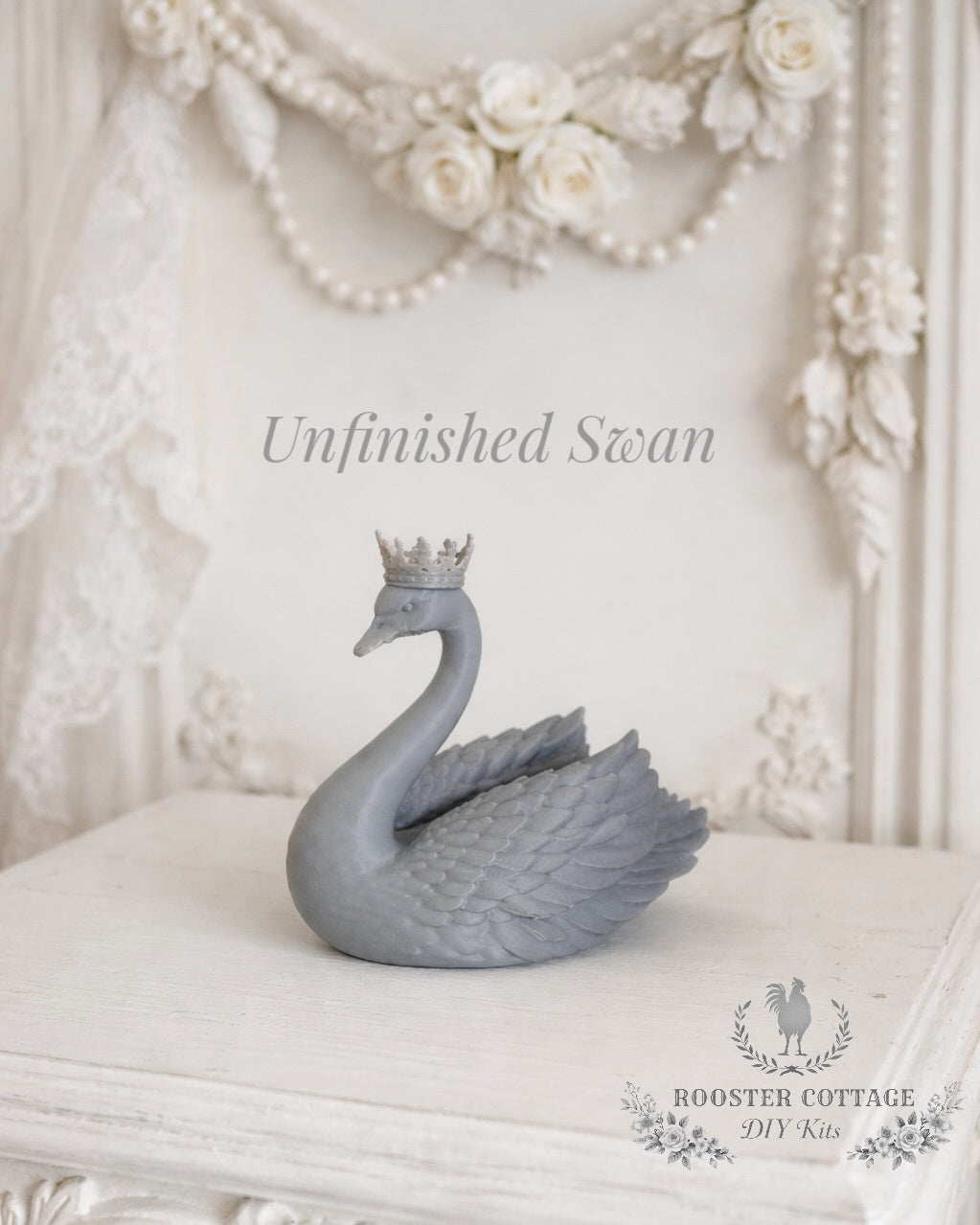 DIY Crowned Swan Figurine (3D Printed – Unfinished)