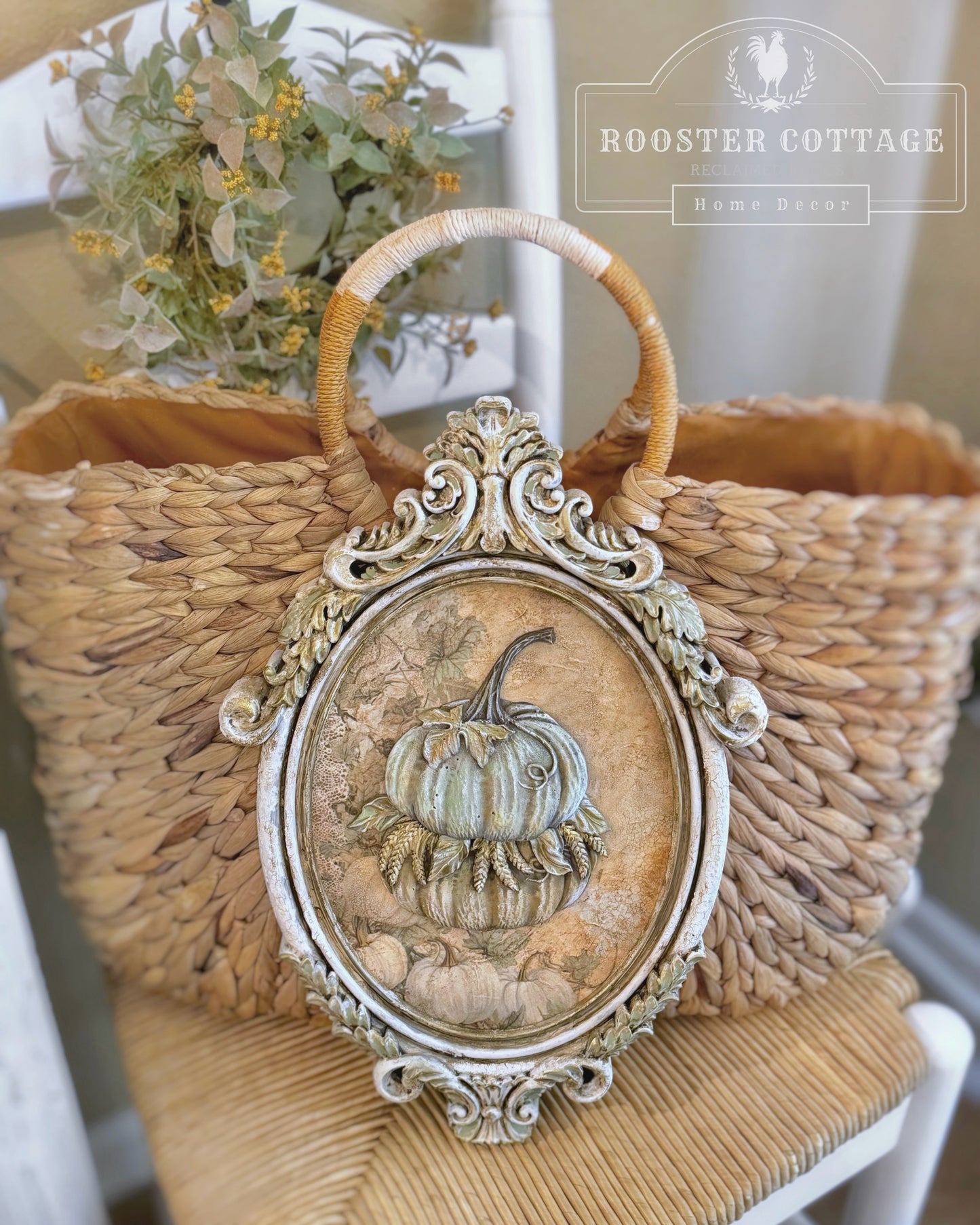 Fall Harvest Framed Stacked Pumpkins - Large