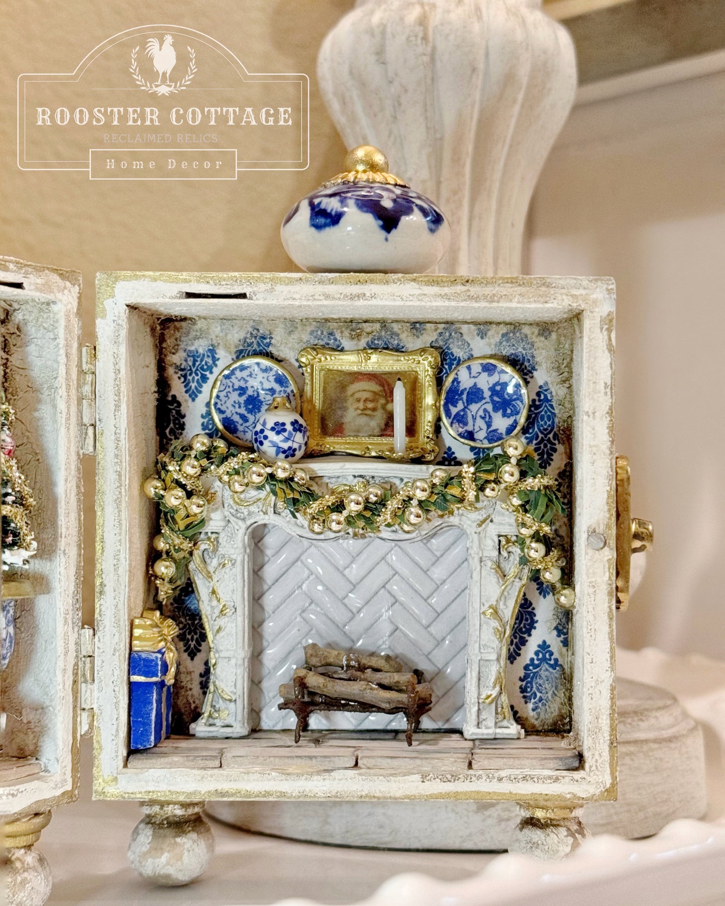 Blue & White Porcelain Christmas Diorama Box